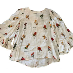 Philosophy women's XS white floral blouse with bell bottom arms